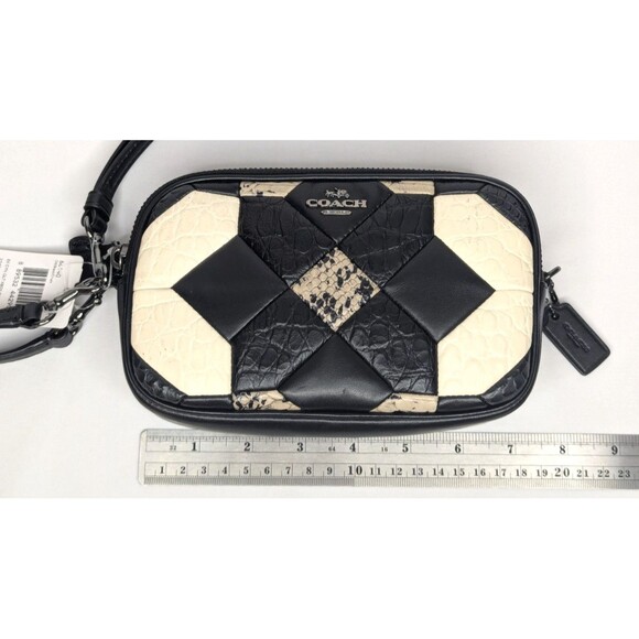 Coach Black Canyon Quilt Exotic Embossed Leather Clutch Crossbody Purse NWT - Picture 4 of 15